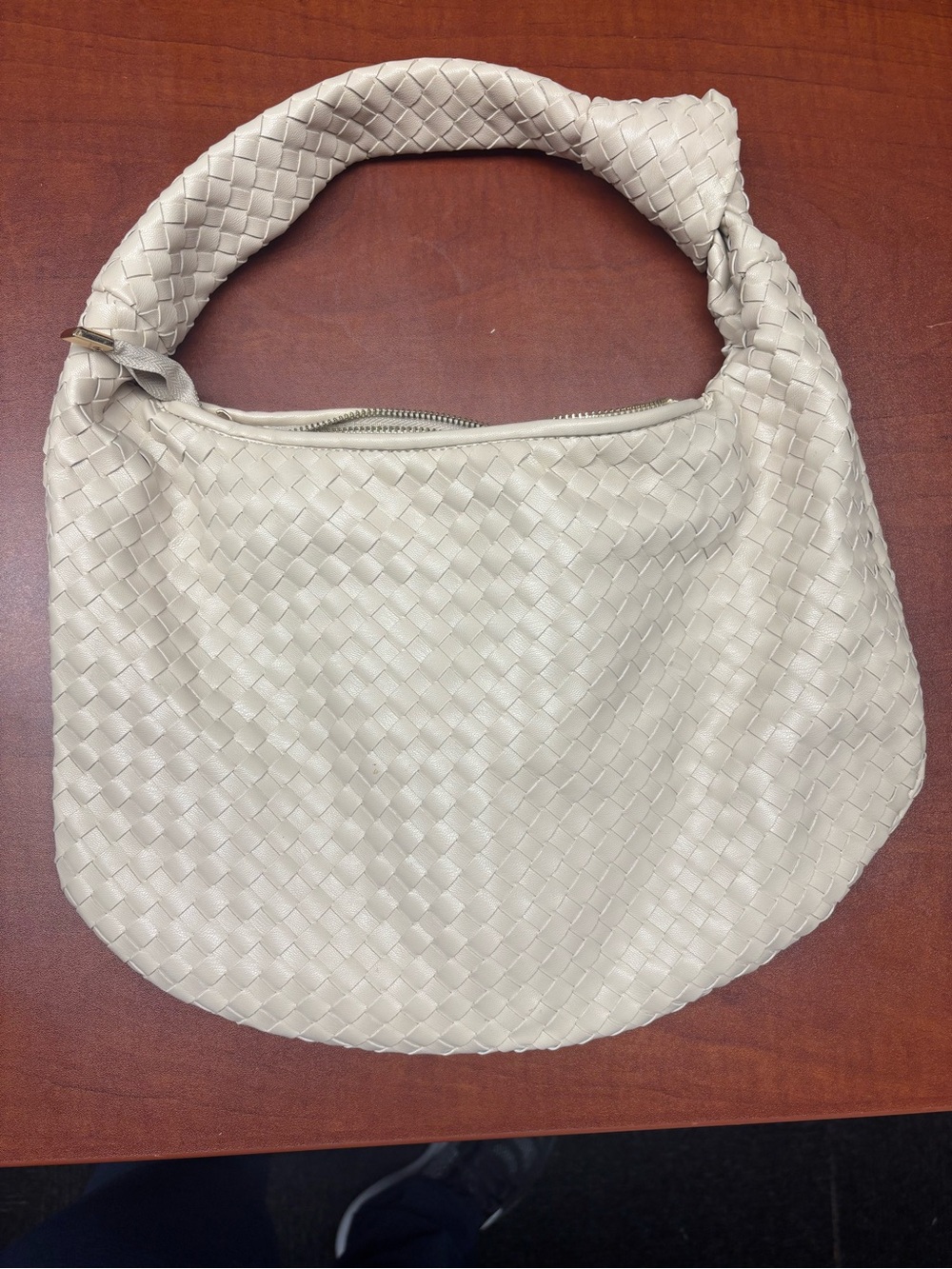 Anthropologie Cream Woven Shoulder Hobo Bag